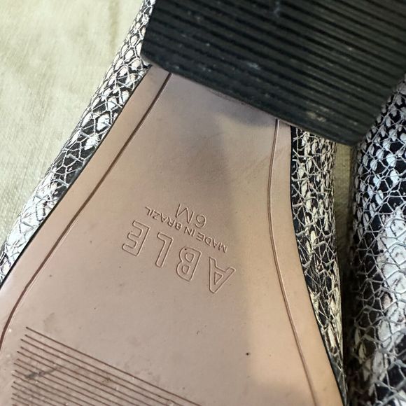 ABLE Snakeskin Leather Block Heeled Mules Pointed-Toe BRAZIL MADE - Picture 9 of 10